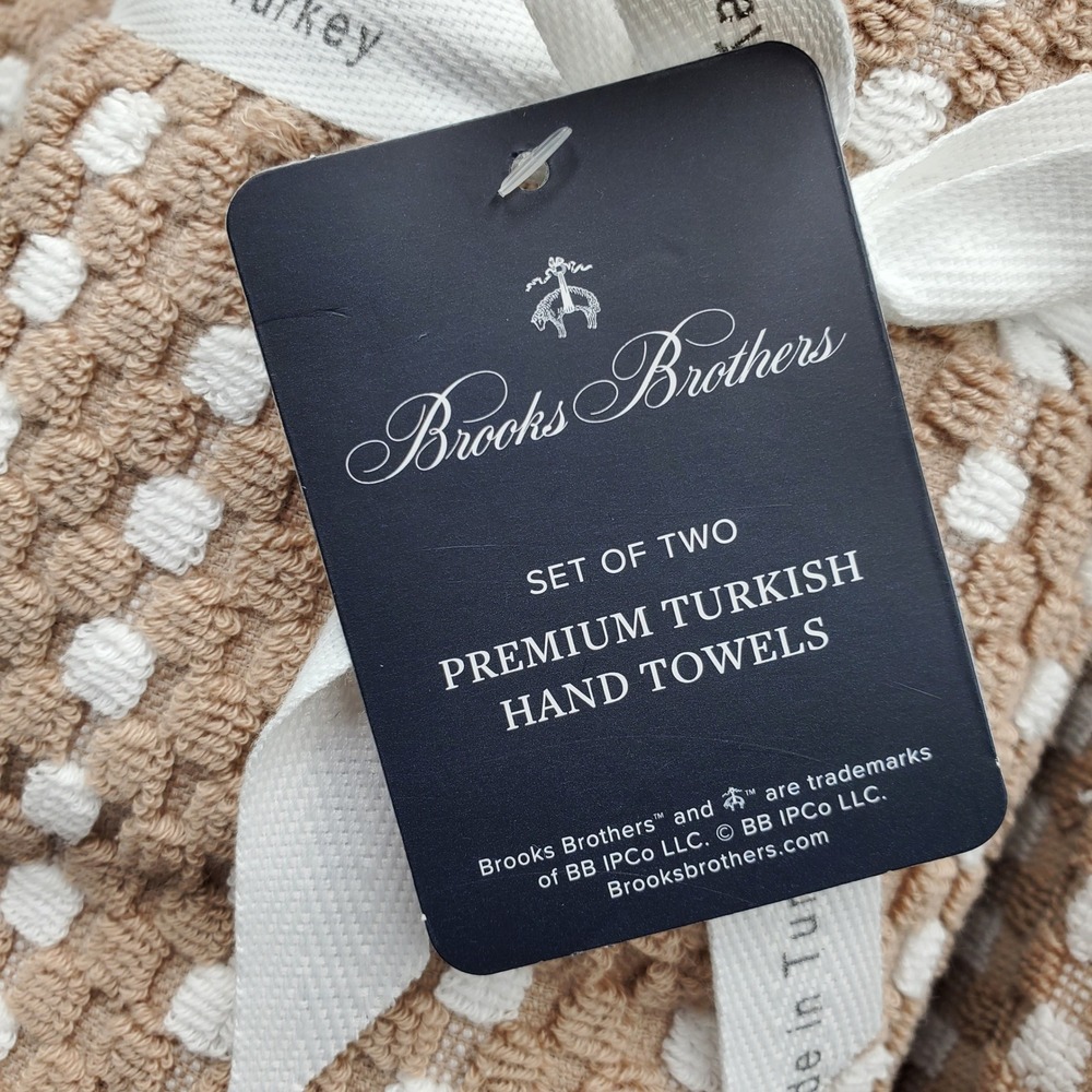 Brooks Brothers 6pc Premium Turkish Cotton Towel Set Tan‎ White Textured Fringed - Picture 4 of 6
